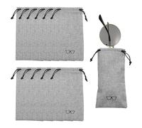 sourcing map 12Pcs Linen Eyeglass Cases 7" x 3.5" Sunglass Case Portable Glasses Pouch with Drawstring for Cell Phone, Sunglass Anti-Scratch Storage (Grey)