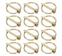 sourcing map 12Pcs Lynch Pin with Ring (4mm x 30mm) - Heavy Duty Linch Pins Shaft Locking Pin Clips Carbon Steel, for Farm Tractors Trucks Lawn Mowers Trailers Trolley, Gold