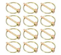 sourcing map 12Pcs Lynch Pin with Ring (4mm x 32mm) - Heavy Duty Linch Pins Shaft Locking Pin Clips Carbon Steel, for Farm Tractors Trucks Lawn Mowers Trailers Trolley, Gold