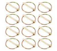 sourcing map 12Pcs Lynch Pin with Ring (5mm x 45mm) - Heavy Duty Linch Pins Shaft Locking Pin Clips Carbon Steel, for Farm Tractors Trucks Lawn Mowers Trailers Trolley, Gold