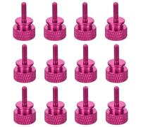 sourcing map 12pcs M3x10mm Knurled Thumb Screw Computer Case Threaded Hand Tighten Screws Aluminum Alloy for PC Case, Peach Red