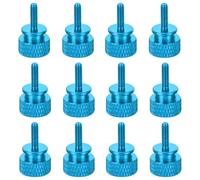 sourcing map 12pcs M3x10mm Knurled Thumb Screw Computer Case Threaded Hand Tighten Screws Aluminum Alloy for PC Case, Sky Blue