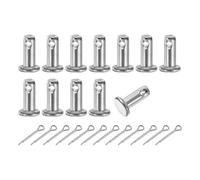 sourcing map 12Pcs M4x10mm Clevis Pins, 304 Stainless Steel Single Hole Flat Head Clevis Pin Hairpin Location Pin with Cotter Pins for Trailer Latch Mechanics Repair Furniture Installation