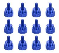 sourcing map 12pcs M4x8mm Knurled Thumb Screw Computer Case Threaded Hand Tighten Screws Aluminum Alloy for PC Case, Dark Blue