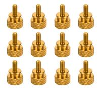 sourcing map 12pcs M4x8mm Knurled Thumb Screw Computer Case Threaded Hand Tighten Screws Aluminum Alloy for PC Case, Gold