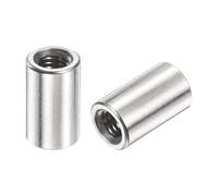 sourcing map 12Pcs M5 Round Connector Nuts, 304 Stainless Steel Coupling Nut 12mm/0.47" Length Sleeve Rod Bar Stud Nut for Bracket, M5x12x8mm