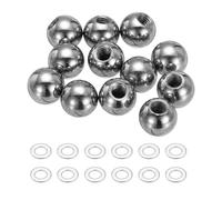 sourcing map 12Pcs M5 x 12mm Threaded Ball Knobs, Carbon Steel Thread Cap Nuts Knob Ball Nuts Knob Caps Nut Cover Screw Caps Balls Lamp Decoration for Lighting DIY Project, Silver