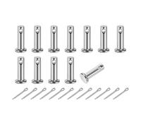 sourcing map 12Pcs M5x16mm Clevis Pins, 304 Stainless Steel Single Hole | Flat Head Clevis Pin Hairpin Location Pin with Cotter Pins for Trailer Latch Mechanics Repair Furniture Installation