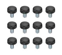 sourcing map 12Pcs M6 Knurled Clamping Knobs, 1/4"-20 UNC 0.47" Threaded Stud Clamping Knobs Hand Tightening Thumb Screw Knob for Lawn Mower Umbrella Base Clamps Replacement Machinery