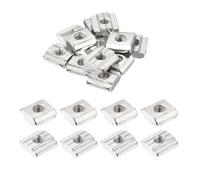 sourcing map 12Pcs M6 T Nut Tee Sliding Slot Nuts, T-Slot Nut Hammer Nut Block Square Nuts Fastener Carbon Steel Nickel Plated for Aluminum Extrusion Profile 3030 Series