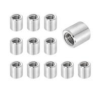 sourcing map 12Pcs M6x1x12mm Round Coupling Nuts, Stainless Steel Connector Nut Fasteners Rod Hardware Nuts 10mm OD for Threaded Rod, Industrial Construction Fasteners, Silver