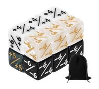 sourcing map 12Pcs Magic Dice Counters, Acrylic D6 Life Token Dice Set with Pouch for Standard Cards Gaming Accessories, White Marble, Black Marble, White, Black