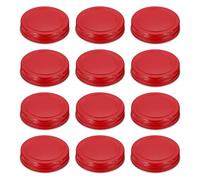 sourcing map 12pcs Mason Jar Lids 70mm Tinplate Regular Mouth Reusable Leak-proof Mason Canning Covers with Silicone Rings for Storage Bottle Water Bottle and Jars, Red