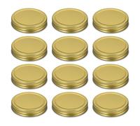 sourcing map 12pcs Mason Jar Lids 70mm Tinplate Regular Mouth Reusable Leak-proof Mason Canning Covers with Silicone Rings for Storage Bottle Water Bottle and Jars, Gold