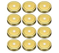 sourcing map 12pcs Mason Jar Lids 70mm Tinplate Regular Mouth Reusable Mason Canning Covers with Straw Hole for Storage Bottle Water Bottle and Jars, Gold