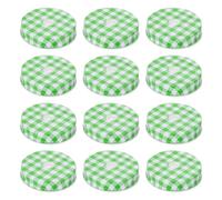 sourcing map 12pcs Mason Jar Lids 70mm Tinplate Regular Mouth Reusable Mason Canning Covers with Straw Hole for Storage Bottle Water Bottle and Jars, Green Gingham