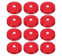 sourcing map 12pcs Mason Jar Lids 70mm Tinplate Regular Mouth Reusable Mason Canning Covers with Straw Hole for Storage Bottle Water Bottle and Jars, Red