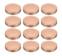 sourcing map 12pcs Mason Jar Lids 86mm Tinplate Regular Mouth Reusable Leak-proof Mason Canning Covers with Silicone Rings for Storage Bottle Water Bottle and Jars, Rose Gold