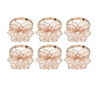 sourcing map 12Pcs Metal Napkin Rings, Flower Table Napkin Holders Serviette Buckles for Decoration Adornment Wedding Parties, Banquet, Rose Gold