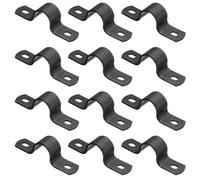 sourcing map 12Pcs Metal Pipe Clamps, 1/2 Inch Carbon Steel Two Hole Strap U Bracket Tube Clip Conduit Clamps for Pipe Fixing Wire Cord Installation Decorating, Black
