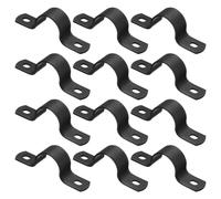 sourcing map 12Pcs Metal Pipe Clamps, 3/4 Inch Carbon Steel Two Hole Strap U Bracket Tube Clip Conduit Clamps for Pipe Fixing Wire Cord Installation Decorating, Black