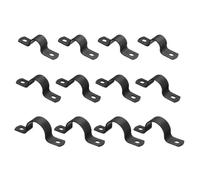 sourcing map 12Pcs Metal Pipe Clamps, 3 Sizes Carbon Steel Two Hole Strap U Bracket Tube Clip Conduit Clamps for Pipe Fixing Wire Cord Installation Decorating, Black (1/2", 3/4", 1")