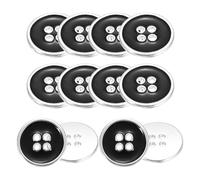 sourcing map 12pcs Metal Sewing Buttons, 22.5mm 4-Hole Round Vintage Buttons Replacement Sew on Embellishments for Coat Shirt Jeans DIY Crafts Clothing Decoration, Silver Black