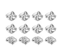 sourcing map 12Pcs Metal Square Buttons, 13mm Square Shape Sewing Craft Buttons with Single Hole for Sewing Blouse Shirt Button DIY Garments and Accessories, Silver