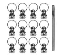 sourcing map 12pcs Metal Studs Rivets 7mm D-Ring Button Rivets with 3.5mm Leather Hole Punch for Leather Craft, Black