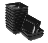 sourcing map 12Pcs MF Square Dipping Bowls, Small Black Side Dish Bowls Seasoning Plate Cups Soy Dishes Serving Bowls Set for Condiment Desserts Home BBQ Party Picnic Restaurant
