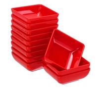 sourcing map 12Pcs MF Square Dipping Bowls, Small Red Side Dish Bowls Seasoning Plate Cups Soy Dishes Serving Bowls Set for Condiment Desserts Home BBQ Party Picnic Restaurant