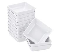 sourcing map 12Pcs MF Square Dipping Bowls, Small White Side Dish Bowls Seasoning Plate Cups Soy Dishes Serving Bowls Set for Condiment Desserts Home BBQ Party Picnic Restaurant
