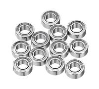 sourcing map 12Pcs MR63ZZ Small Bearing, 3mm ID 6mm OD 2.5mm Width Double Shielded Deep Groove Ball Bearings for Electric Motor Skateboards 3D Printer, P5 (ABEC 5)