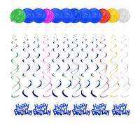 sourcing map 12pcs Navy Blue Happy Birthday Hanging Swirls Decorations, 28" Plastic Spiral Party Streamers Ceiling Decoration for Birthday Party