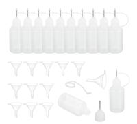 sourcing map 12Pcs Needle Tip Squeeze Bottle, 30ml/1oz Glue Tip Applicator Bottles Plastic Liquid Glue Bottle for Paper Crafts, Painting, Oil, Ink(Clear, with 12 Funnel)