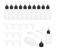 sourcing map 12Pcs Needle Tip Squeeze Bottle, 30ml/1oz Glue Tip Applicator Bottles Plastic Liquid Glue Bottle for Paper Crafts, Painting, Oil, Ink(Black, with 12 Funnel)