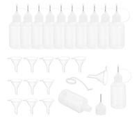 sourcing map 12Pcs Needle Tip Squeeze Bottle, 30ml/1oz Glue Tip Applicator Bottles Plastic Liquid Glue Bottle for Paper Crafts, Painting, Oil, Ink(White, with 12 Funnel)