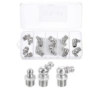 sourcing map 12pcs Nickel-Plated Steel Straight and Angled Grease Fitting 3/8"-24 Thread Straight 90 Degree 45 Degree Hydraulic Grease Nipple Accessories