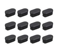 sourcing map 12Pcs Oval Plastic Hole Plug, 1.18" x 0.59" Rubber End Caps Pipe Tube Inserts End Blanking for Chair Legs Metal Pipe Post Furniture, Black