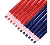 sourcing map 12PCS Peel-Off Grease Pencils, Color China Markers for Glass Metal Plastic Paper, Non-Sharpening Wax Pencils for Coloring Drawing Marking, Blue & Red