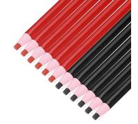 sourcing map 12PCS Peel-Off Grease Pencils, Color China Markers for Glass Metal Plastic Paper, Non-Sharpening Wax Pencils for Coloring Drawing Marking, Red & Black