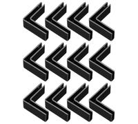 sourcing map 12Pcs Plastic Glass Connector, l Shaped Glass to Glass Clamp for 4mm Thick, Fixing Bracket Rimless Clip Holder for Aquarium Fish Tank Display Shelves, (4mm, Black)