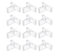 sourcing map 12Pcs Plastic Glass Connector, Suitable for 3mm Thick t Shaped Glass to Glass Clamp, Fixing Bracket Rimless Clip Holder for Aquarium Fish Tank Display Shelves, Transparent