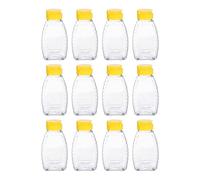 sourcing map 12pcs Plastic Honey Bottles 6oz 180ml Squeeze Honey Jars Bottle Leakproof Honey Dispenser Refillable Honey Containers with Flip Lid for Storing and Dispensing Sauce Syrup