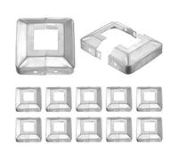 sourcing map 12Pcs Post Base Cover, 3.25"x3.25" (Internal Size 1.25"x1.25") Metal Split Style Post Skirt, Porch Column Wrap for Post Fence Deck Cable Railing Baluster Stair Rails, Silver