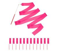 sourcing map 12PCS Prune-Red Dance Ribbon, Gymnastics Ribbon Twirling Ribbons for Birthday Party Streamers Decoration,6.6Ft Circus Carnival Ribbon with Sticks Wands