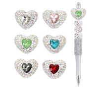 sourcing map 12Pcs Rhinestone Beads for Pens Heart Shape Fancy Focal Beads Bling Rhinestone for Beadable Pens Jewelry Making Keychain DIY Handicrafts(Spring Pastel Mix)