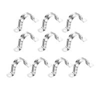 sourcing map 12Pcs Rigid Pipe Straps, 40mm(1.57") 201 Stainless Steel 2 Hole U-Shaped Bracket Tube Hanger Pipe Clamps for Fixing Pipe Cable