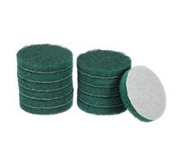 sourcing map 12pcs Scrubber Scouring Pads 180 Grits 4 Inch Drill Power Brush Hoop and Loop Surface Conditioning Disc Drill Scuffing Disc Scrub Pads for Home Kitchen Cleaning, Green