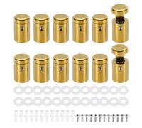 sourcing map 12pcs Side Clamp Standoffs, 3/4" x 1" Gold Aluminum Standoff Screws Wall Sign Mounting Hardware Edge Grips for Acrylic Signs, Hanging Picture Frame, Advertising